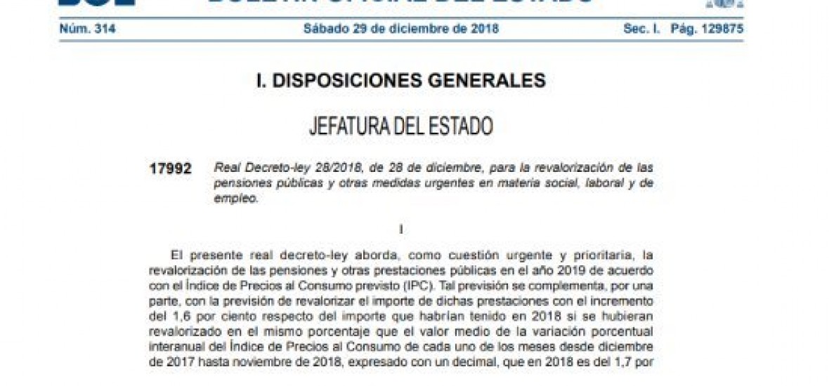 Medidas urgentes adoptadas por el consejo de ministros de 28/12